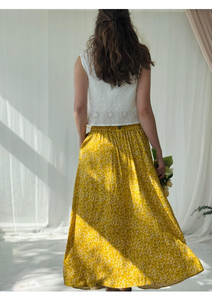 Valerie Viskon Kloş Uzun Etek Kadın Sarı modelleri