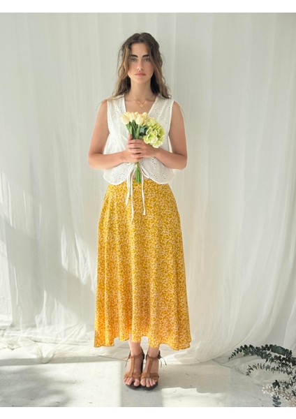 Valerie Viskon Kloş Uzun Etek Kadın Sarı fırsatları