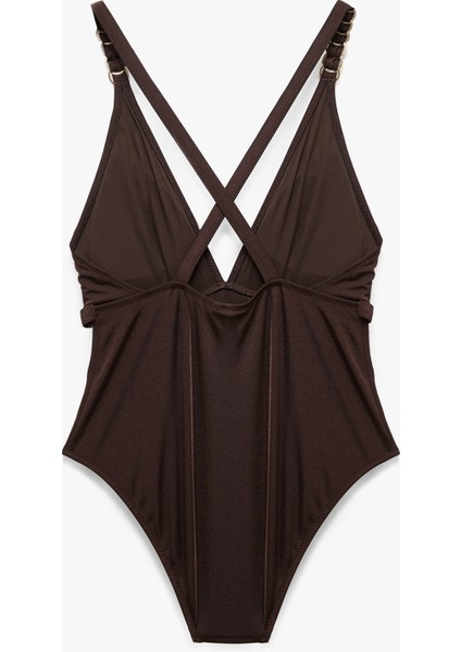 Astarlı Aksesuarlı Derin V Yaka Arkası Çapraz Askılı Mayo fiyatları