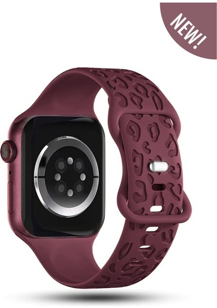 Apple Watch 10 46MM-WATCH2/3/4/5/6/SE/7/8/9(42-44-45-49)MM Kordon Leoline 42 Desen Yumuşak Silikon