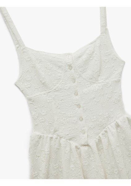 Kolsuz U Yaka Düğmeli Rahat Kalıp A Kesim Mini Fisto Elbise modelleri