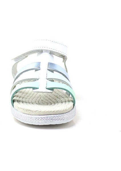 Bellini Vaketa Hakiki Deri Beyaz Mavi Yeşil Kız Bebek Çocuk Sandalet fırsatları