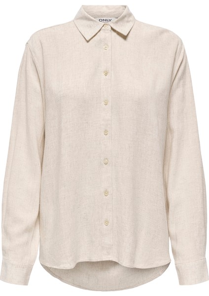 Onlsiesta Keten Karışımlı Oversize Fit Önü Kısa Arkası Uzun Gömlek Bayan Gömlek 15347208