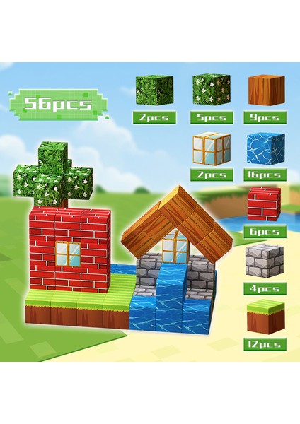 Benim Dünyam Manyetik Küp Blok Seti Model Manyetik Küp Erkek Oyuncakları Oyun Çevresel Sahne (Yurt Dışından)
