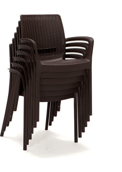 6 Adet Rattan Lüx Kahve Sandalye / Balkon-Bahçe-Teras