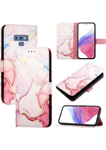 Samsung Galaxy Not 9 Için Kılıf Kickstand Cüzdan Pu Deri Mermer Desen (Yurt Dışından)