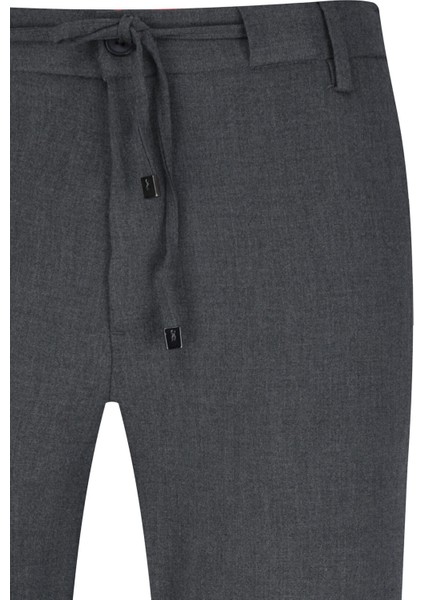 Gri Rahat Kesim Yandan Cepli Jogger Pantolon