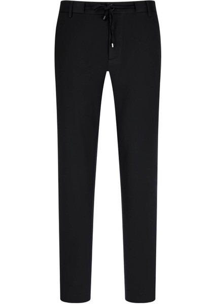 Siyah Rahat Kesim Yandan Cepli Jogger Pantolon