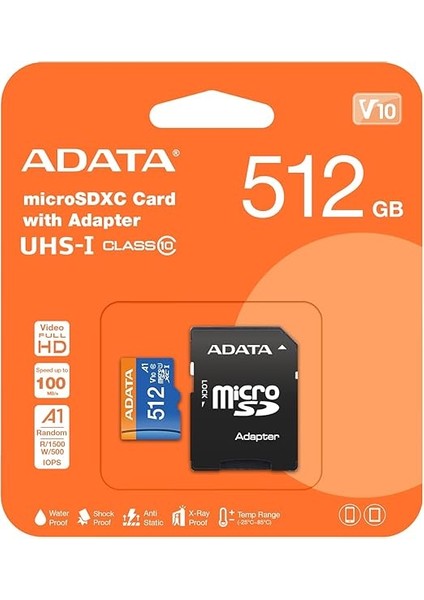 Harici Disk Hafıza Kartı Mıcro Sd 512GB Premıer AUSDX512GUICL10A1-RA1 100-25MBPS