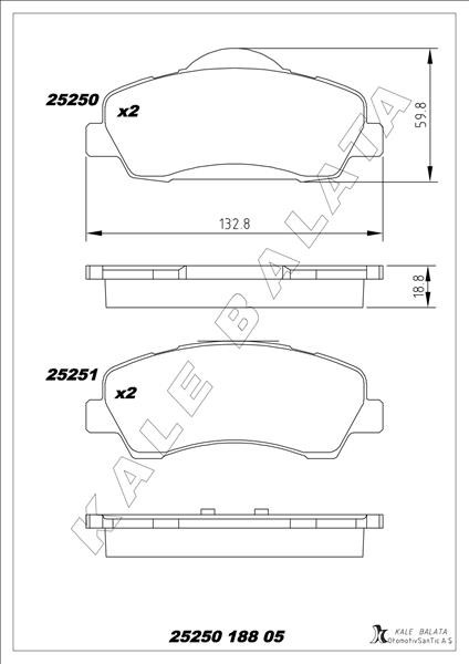 Ön Fren Balatası Peugeot P301 12 P308 13 Cıtroen C-Elysee 12 C4 14 266MM 1608691380-1610699280