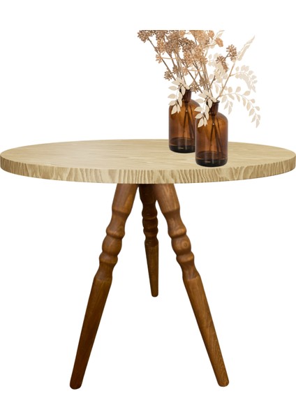 Açık Meşe 44 cm Torna Ahşap Sehpa / Mobilya Ayağı – 3’lü (Bağlantı Aparatları ve Vidalar Dahil)