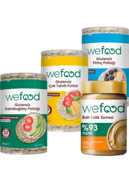 Şekersiz Ham Ballı Fıstık Ezmesi 300 gr + Wefood Patlak Deneme Paketi