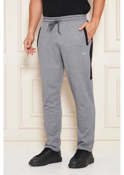 Erkek Düz Paça Şeritli Rahat Kesim Eşofman Altı Füme 6504-F