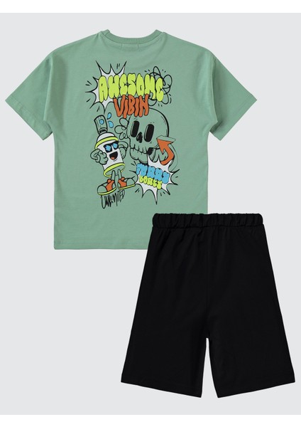 Erkek Çocuk Pijama Takımı 6-9 Yaş Soft Haki