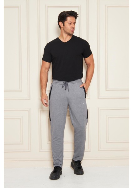 Erkek Düz Paça Şeritli Rahat Kesim Eşofman Altı Füme 6504-F fırsatları