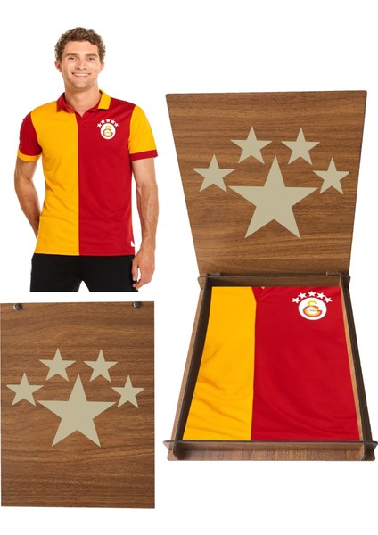 Lisanslı 5 Yıldız Polo Yaka Forma T-Shirt 5 Yıldız Ahşap Kutu Hediyeli