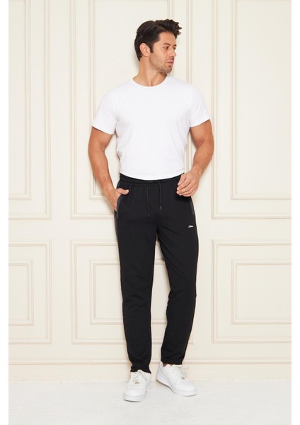 Erkek Düz Paça Şeritli Rahat Kesim Eşofman Altı Siyah 6504-S indirimleri