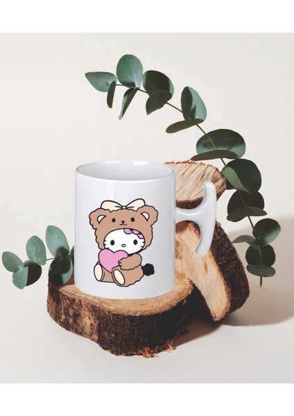 Teddy Kedi Temalı Uv Baskılı Kupa Bardak
