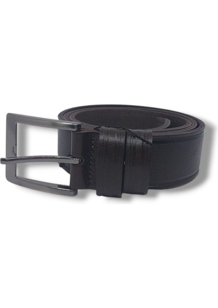 850 Erkek Koyu Kahve Hakiki Deri Kumaş Kot Kemeri 4 cm modelleri