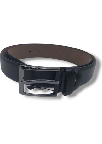 455 Erkek Siyah Hakiki Deri Kumaş Kemeri 3,5 cm modelleri