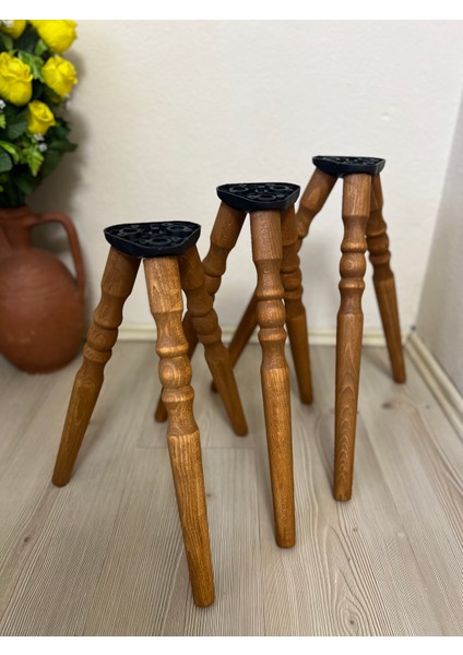 Açık Meşe 50 cm Torna Ahşap Sehpa / Mobilya Ayağı – 3’lü (Bağlantı Aparatları ve Vidalar Dahil)