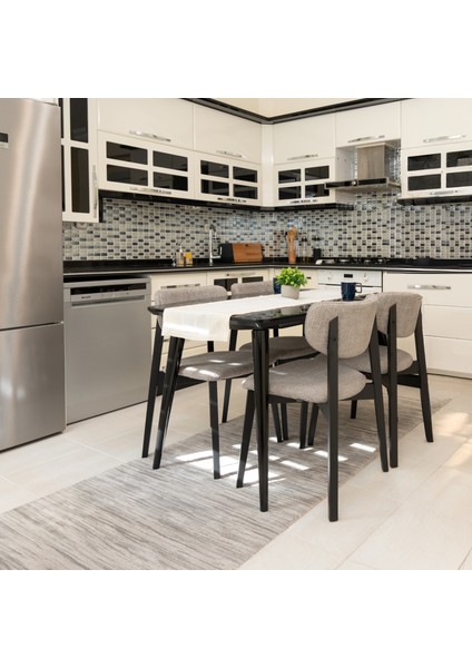 Leto Siyah Ahşap 6'lı Mutfak Salon Yemek Odası Sandalyesi modelleri
