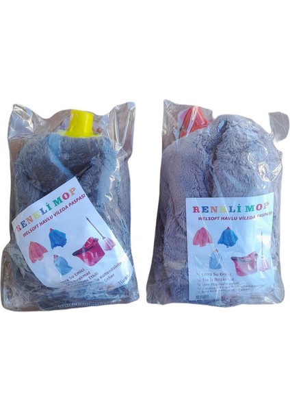 2 Adet Havlu Mop Bütün Welsoft Renkli