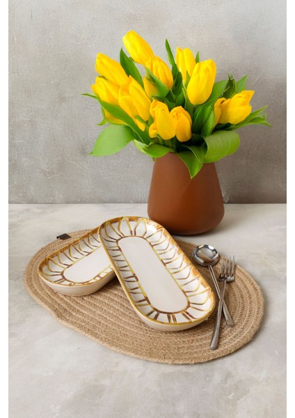 Worn Gold Noyan Kayık Tabak 26 cm 2 Adet 22967