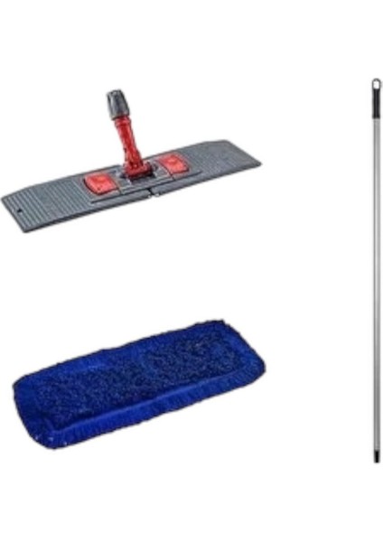 Yer Temizleme Seti Zincir Dikişli Toz Mopu 60 cm Orlon Mop Seti Saplı