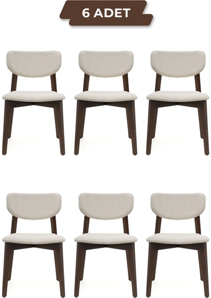 Leto Ceviz Ahşap 6'lı Mutfak Salon Yemek Odası Sandalyesi