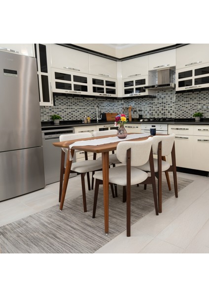 Leto Ceviz Ahşap 6'lı Mutfak Salon Yemek Odası Sandalyesi modelleri