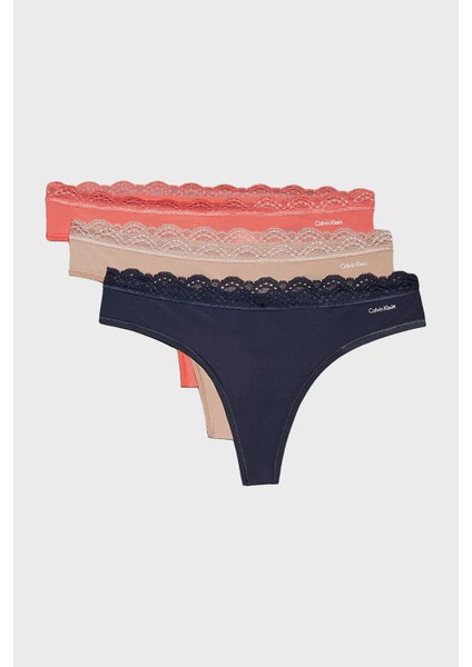 Logolu Tanga 3 Pack Külot LV00QD5300WAS Bayan Külot LV00QD5300 Was