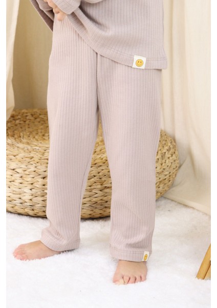 Basic Fitilli Interlok Kumaş %100 Pamuk 1-5 Yaş Beyaz Bebek Pijama Takımı