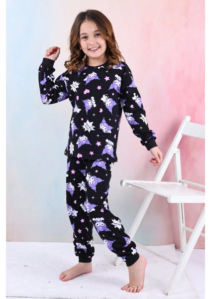 Kuromi Desenli Kız Çocuk Pijama Takımı Pembe 3-8 Yaş