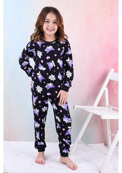 Kuromi Desenli Kız Çocuk Pijama Takımı Pembe 3-8 Yaş modelleri