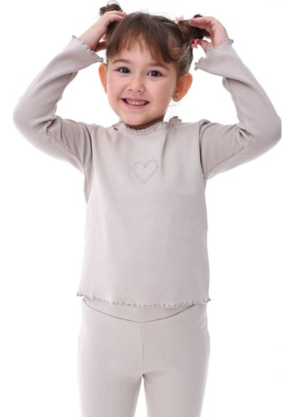 Kaşkorse Fırfırlı Nakış Detaylı Kız Çocuk Takım (Alt-Üst) Lacivert 3-8 Yaş fiyatları