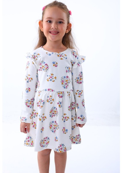 Yaprak Çiçek Fitilli Beyaz Elbise fiyatları