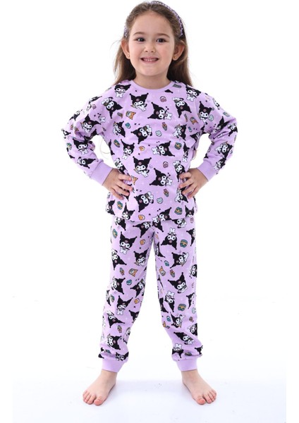 Kuromi Desenli Kız Çocuk Pijama Takımı Pembe 3-8 Yaş