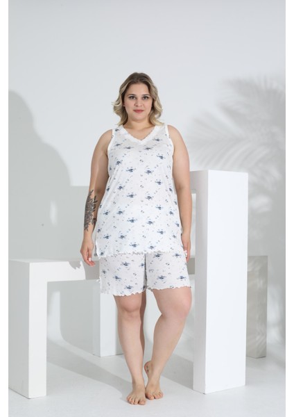 Angelique Bambu Kumaş Kolsuz V Yaka Kadın Şort Takım 22061