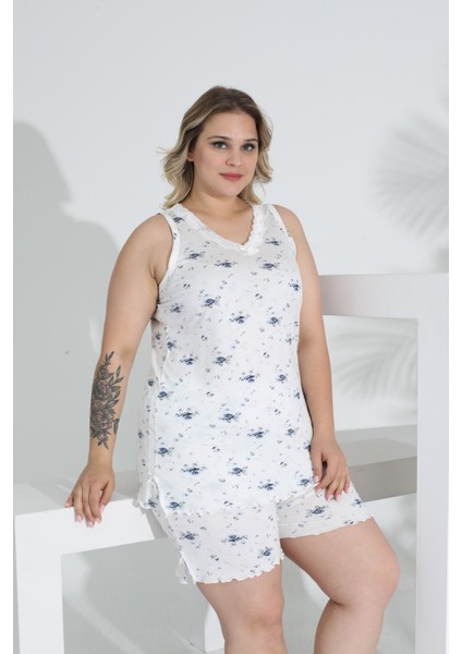 Angelique Bambu Kumaş Kolsuz V Yaka Kadın Şort Takım 22061 modelleri