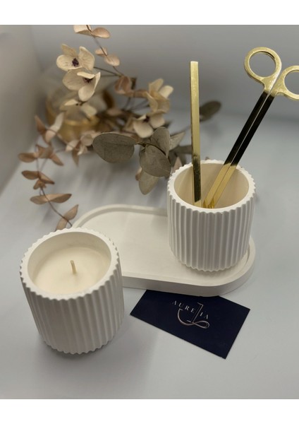 Çizgi Desenli Mum Seti (3'lü Set)
