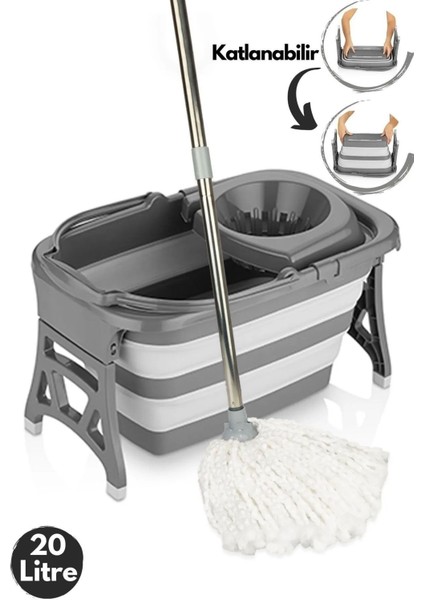 Katlanabilir Akordiyon Mop Paspas Temizlik Seti Vileda Seti 20LT