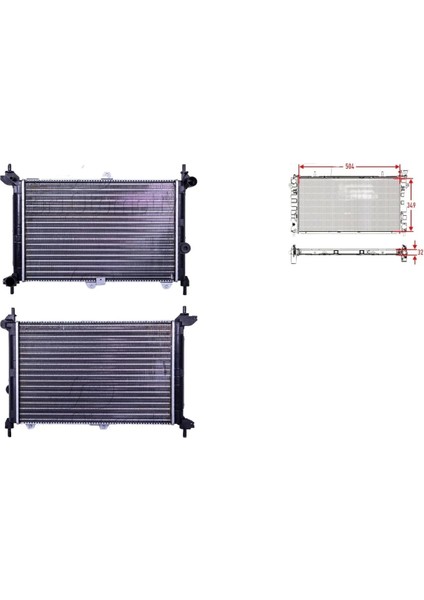 Su Radyatörü Mekanik mt 504X349X32 - 6302011 Autolux - Opel Astra F 1.7td X17DTL 91-98 Uyumlu