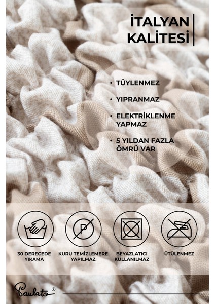 Lastikli Esnek ve Yıkanabilir 2 Kişilik Koltuk Örtüsü Çekyat Kanepe Kılıfı - Desenli Bej