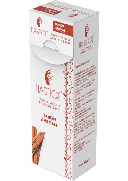 Damla Sakızlı Şekersiz Sakız 20 gr x 12 Adet Tarçın