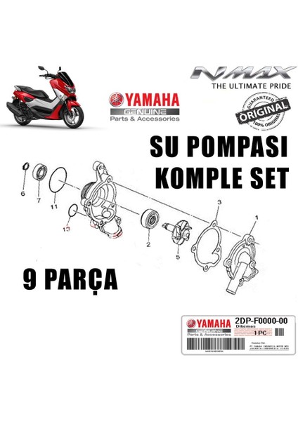 Nmax 125/155 2015-2020 Orijinal 9 Parça Devir Daim Su Pompa Seti Komple fiyatları