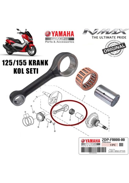 Nmax 125/155 2015-2020 Orijinal Krank Kol Seti fiyatları