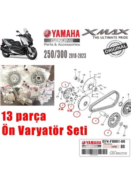 Xmax 250/300 2018-2024 Komple Orijinal Ön Varyatör Seti fiyatları