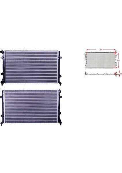 Su Radyatörü Mekanik 654X416 - 5C0121251F Autolux - Volkswagen Passat 2.5 12 ve Sonrası Uyumlu