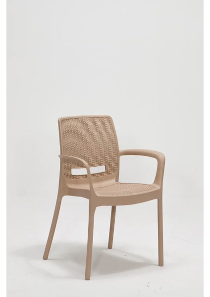 Rattan Lüx Home 6 Kişilik Bahçe Masa Takımı-Cappucino